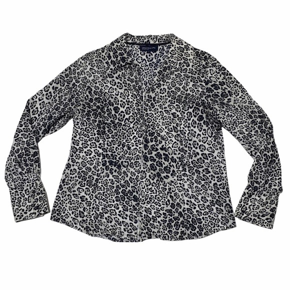 JONES New York Black White Leopard Print Jacket L - Picture 5 of 14